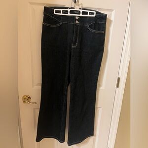 Judy Blue Dark Denim double button wide leg jeans denim size 15/32 NWOT